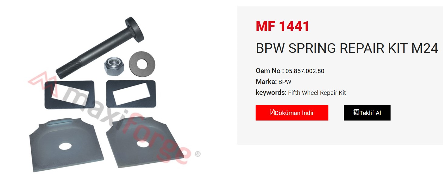 BPW DINGIL MAKAS TAMIR TAKIMI M24 05.857.002.80